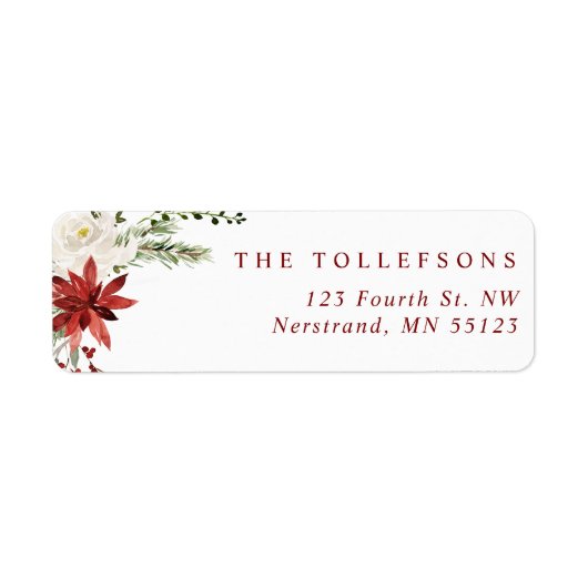 Elegant Floral Holiday Return Address Labels (Vorne)