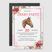 Elegant Floral Horse Derby Party Invitation Magnetkarte (Vorne/Hinten)