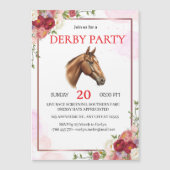 Elegant Floral Horse Derby Party Invitation Magnetkarte (Vorderseite)