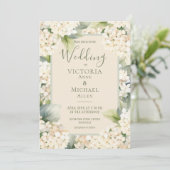 Elegant Floral Hydrangea Wedding Einladung (Stehend Vorderseite)