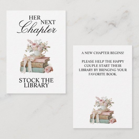 Elegant Floral Ihr Nächstes Kapitel Brautparty  Begleitkarte (Vorne/Hinten)