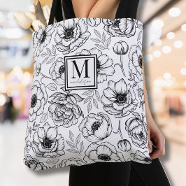 Elegant Floral Initial Monogram Tasche