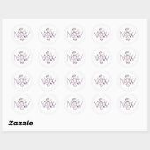 Elegant Floral Initials Monogram Raspberry Runder Aufkleber (Blatt)