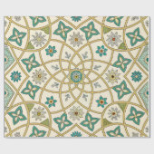 Elegant Floral Islamic Green Gold Geschenkpapier (Flach)
