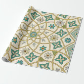 Elegant Floral Islamic Green Gold Geschenkpapier (Ungerollt)
