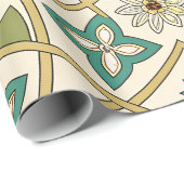 Elegant Floral Islamic Green Gold Geschenkpapier (Rolleneckpunkt)