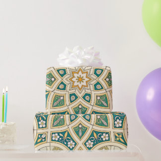 Elegant Floral Islamic Green Gold Geschenkpapier