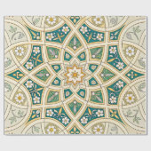 Elegant Floral Islamic Green Gold Geschenkpapier (Flach)