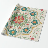 Elegant Floral Islamic Green Red  Geschenkpapier (Ungerollt)