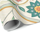 Elegant Floral Islamic Green Red  Geschenkpapier (Rolleneckpunkt)