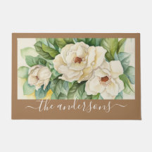 Elegant Floral Khaki Magnolia Blume Skript benenne