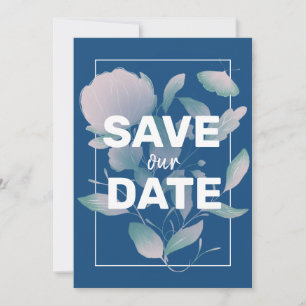 Elegant floral klassisch Blau Lila Ohne Foto Save The Date