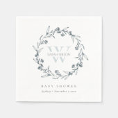 Elegant Floral Laurel Wreath Monogram Baby Shower Serviette (Vorderseite)