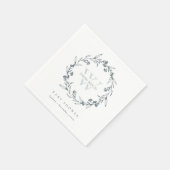 Elegant Floral Laurel Wreath Monogram Baby Shower Serviette (Ecke)