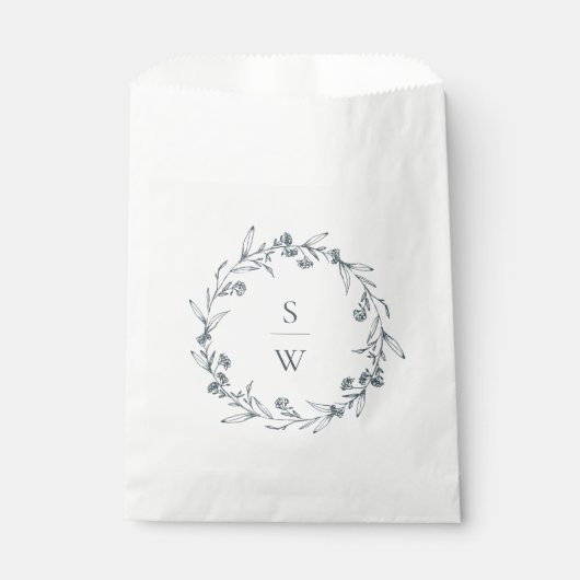 Elegant Floral Laurel Wreath Monogram Wedding Geschenktütchen (Vorderseite)