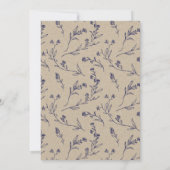 Elegant Floral Laurel Wreath Navy Blue Wedding Einladung (Rückseite)