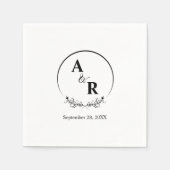 Elegant Floral Laurel Wreath Wedding Initials Serviette (Vorderseite)