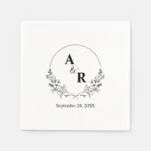 Elegant floral Laurel Wreath Wedding Mit Monogramm Serviette (Vorderseite)