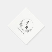 Elegant floral Laurel Wreath Wedding Mit Monogramm Serviette (Ecke)