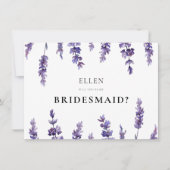 Elegant floral lavender Bridesmaid proposal card Einladung (Vorderseite)