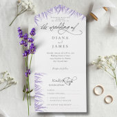 Elegant Floral Lavender Calligraphy Wedding All In One Einladung