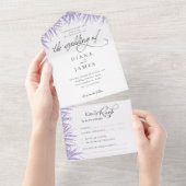 Elegant Floral Lavender Calligraphy Wedding All In One Einladung (Abreißen)