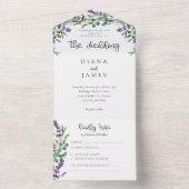 Elegant Floral Lavender Calligraphy Wedding All In One Einladung (Innen Boden)