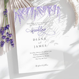 Elegant Floral Lavender Calligraphy Wedding Einladung
