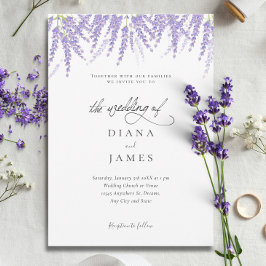 Elegant Floral Lavender Calligraphy Wedding Einladung
