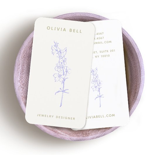 Elegant Floral Lavender Larkspur Visitenkarte