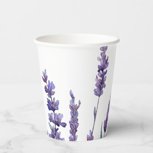 Elegant Floral Lavender Pappbecher (Rückseite)