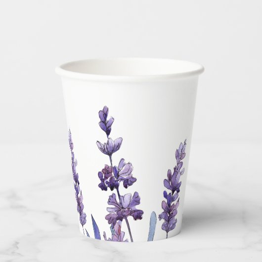 Elegant Floral Lavender Pappbecher (Vorderseite)