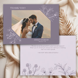 Elegant Floral Lavender Wedding Dankeskarte