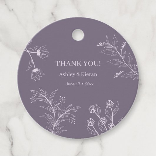 Elegant Floral Lavender Wedding Geschenkanhänger (Vorderseite)