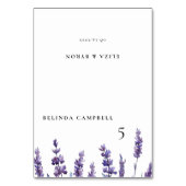 Elegant Floral Lavender Wedding Guest Platzkarte Tischnummer (Vorderseite)