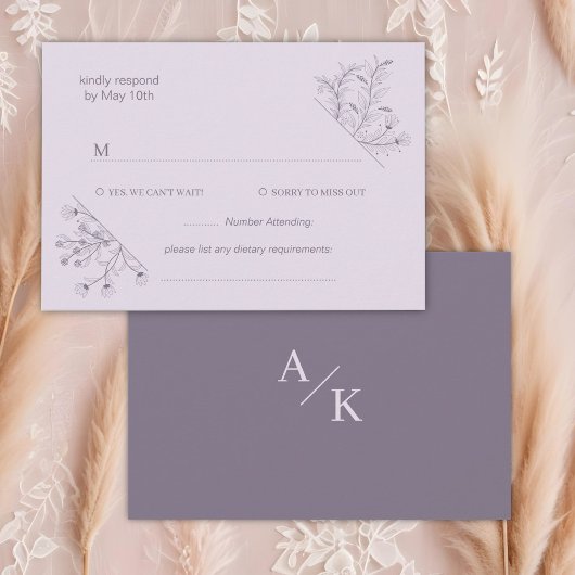 Elegant Floral Lavender Wedding RSVP Karte