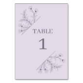 Elegant Floral Lavender Wedding Tischnummer (Vorderseite)