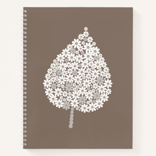 Elegant Floral Leaf Design – White and Soft Grey  Notizblock (Vorderseite)