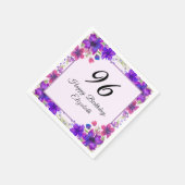 Elegant floral lila 96. Geburtstag Serviette (Ecke)