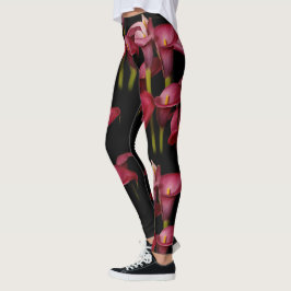 Elegant Floral Lila Calla Lilies Leggings