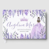 Elegant Floral Lila Quinceanera Gästebuch (Vorderseite)