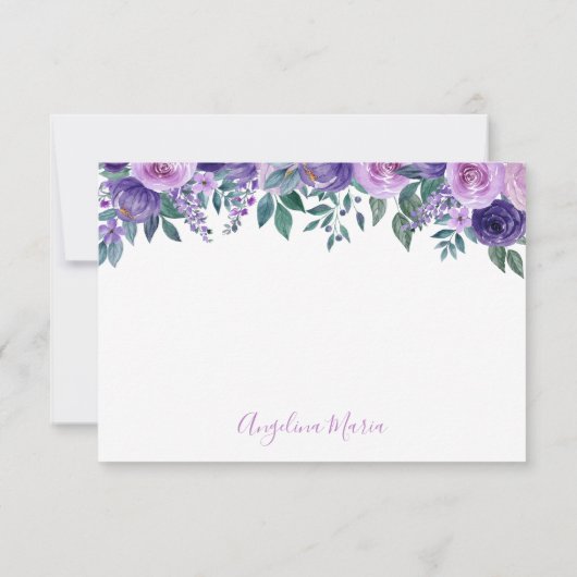 Elegant Floral Lila Quinceñera Dankeskarte (Rückseite)