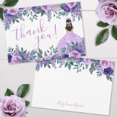 Elegant Floral Lila Quinceñera Dankeskarte