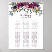 Elegant Floral | Lila Rosa Garland Sitzkarte Poster (Vorne)