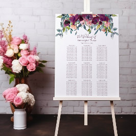Elegant Floral | Lila Rosa Garland Sitzkarte Poster