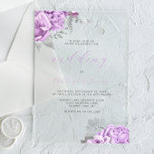 Elegant Floral Lilac Silver Script Wedding Acryleinladungen