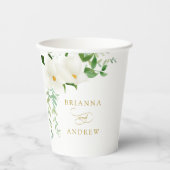 Elegant Floral Magnolia Wedding Pappbecher (Vorderseite)