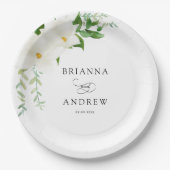 Elegant Floral Magnolia Wedding  Pappteller (Vorderseite)