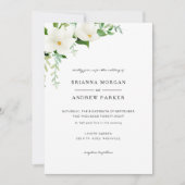 Elegant  Floral Magnolia Wedding Photo QR Code  Einladung (Vorderseite)