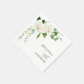 Elegant Floral Magnolia Wedding Serviette (Ecke)
